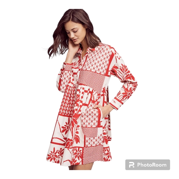 Anthropologie Dresses & Skirts - 🤍❤️ Anthropologie Maeve Printmaker Poplin Babydoll Shirtdress, S